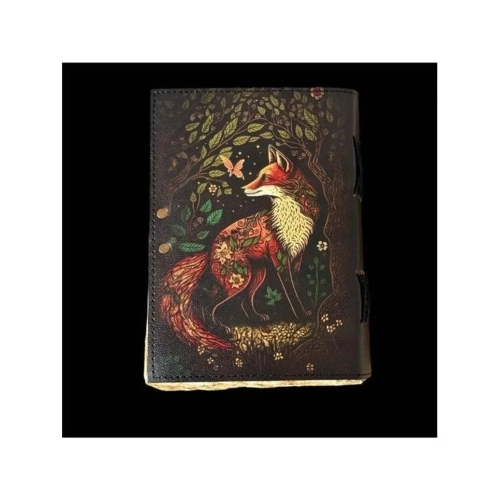 Sakura Vintage Leather Grimoire Enchanted Fox Buffalo Leather Brown 7x5 Journal